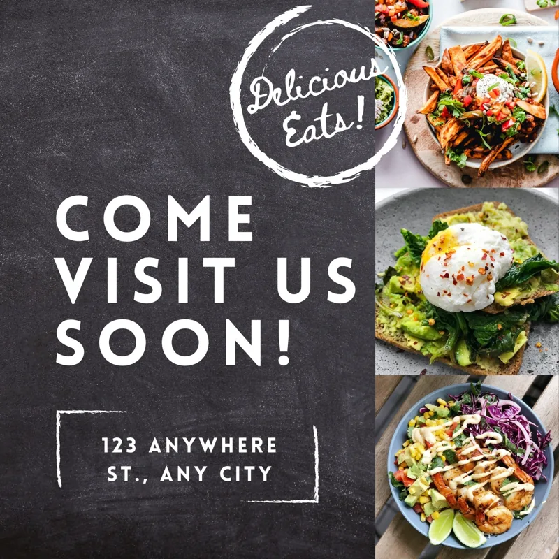 Grey Chalkboard Restaurant Promo Instagram Post