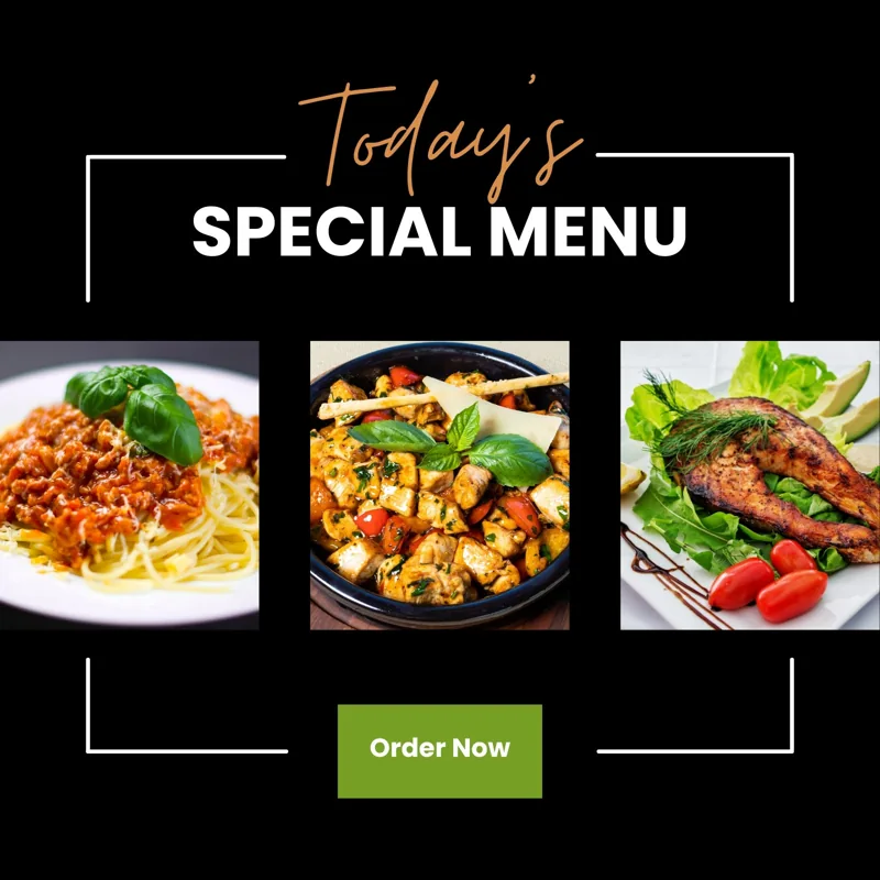 Black Today's Restaurant Food Menu Instagram Post