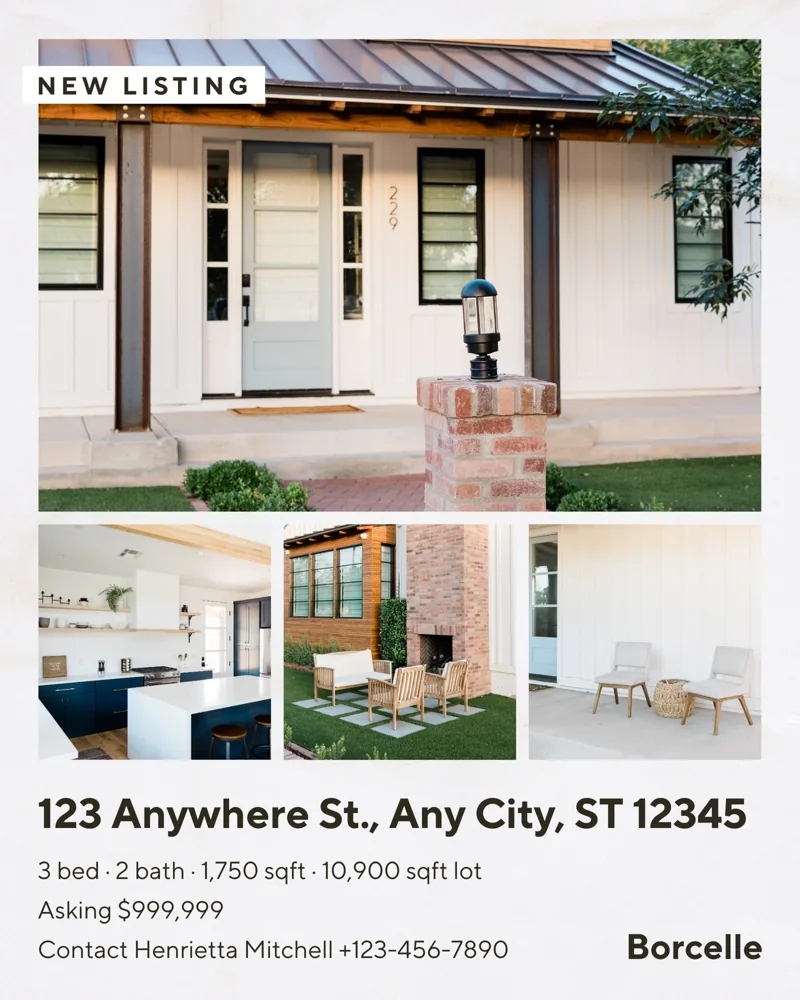 White Marble Grid Real Estate Listing Portrait Instagram Post