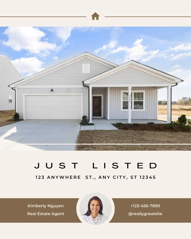 Beige Modern House Real Estate Just Listed Instagram Post