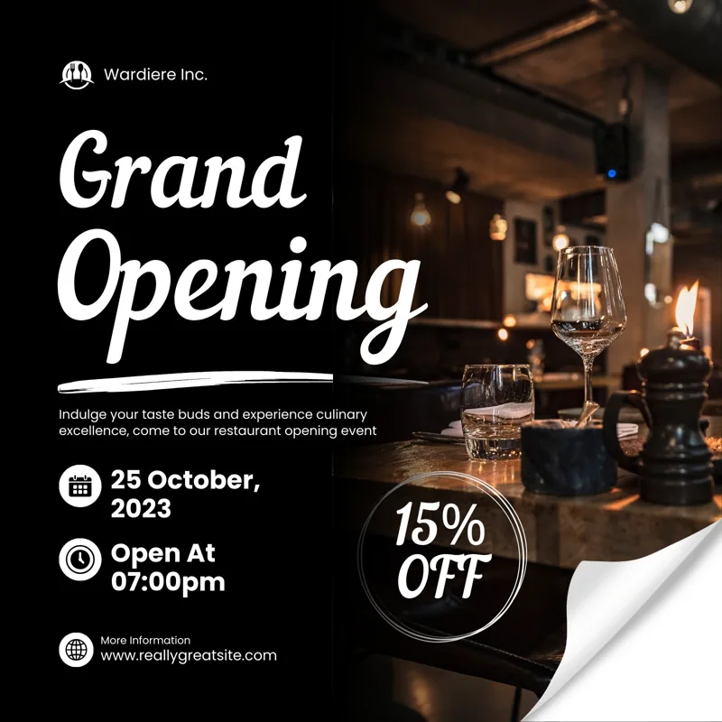 White And Black Modern Restaurant Grand Opening Instagram Post
