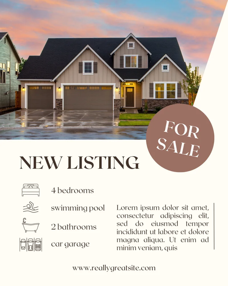 Beige Minimalistic Modern Real Estate Listing Instagram Post
