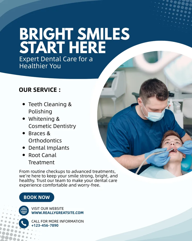 Blue and White Modern Dental Care Instagram Post