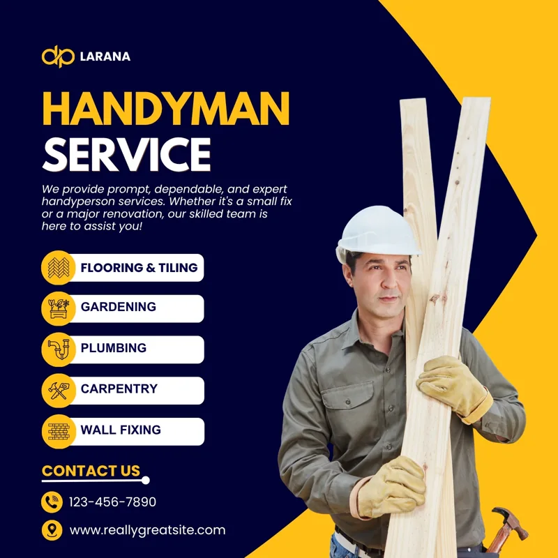 Yellow and Blue Modern Handyman Service Instagram Post