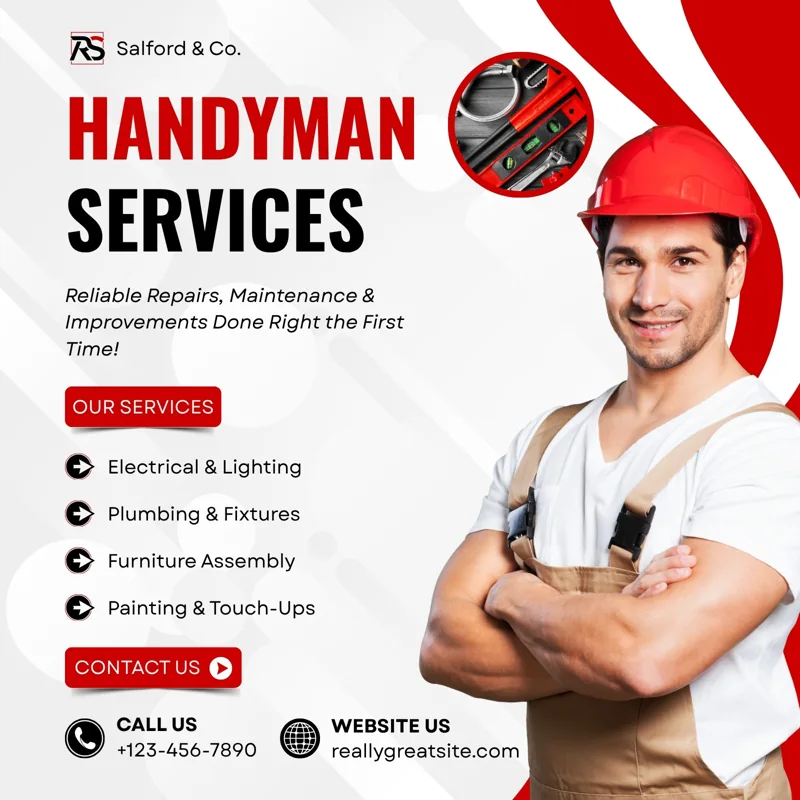 Red White and Black Corporate Handyman Services Instagram Post