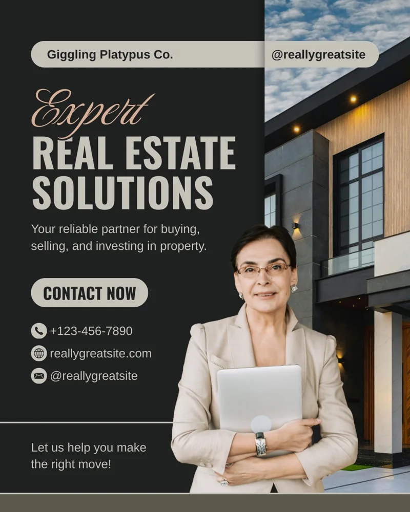 Black and Beige Modern Real Estate Agent Instagram Post