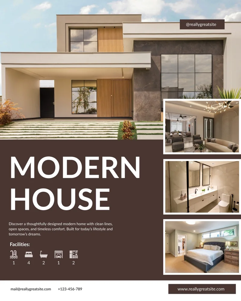 Brown and White Minimalist House Sale Instagram Post
