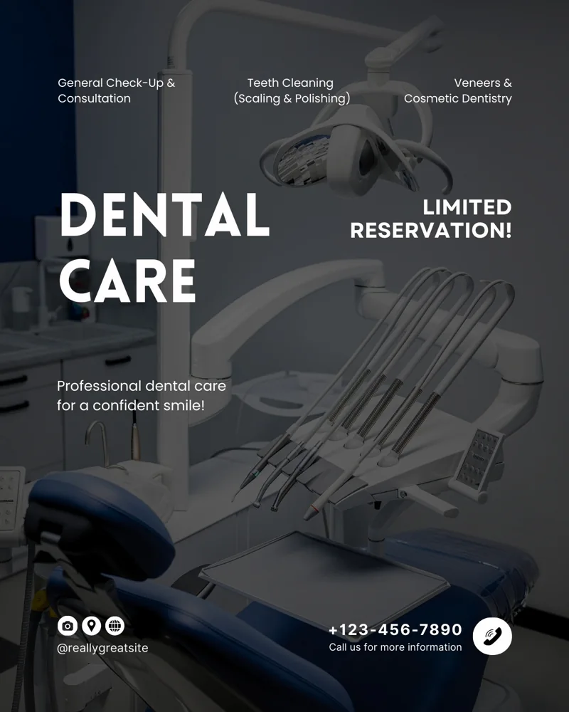 Black and White Minimalist Dental Care Instagram Post