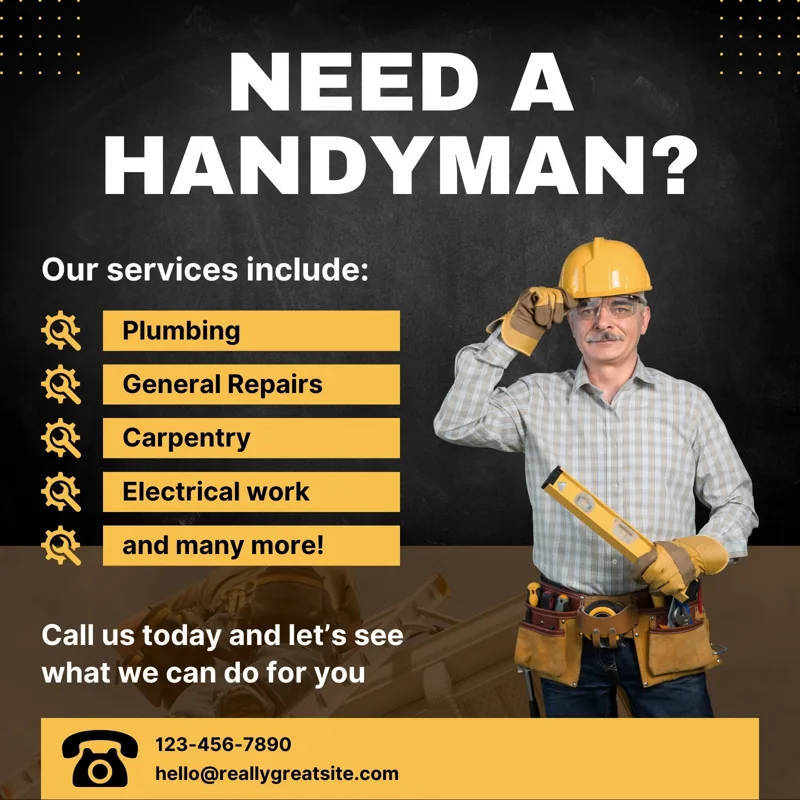 Black and Yellow Modern Handyman Service Instagram Post Portrait