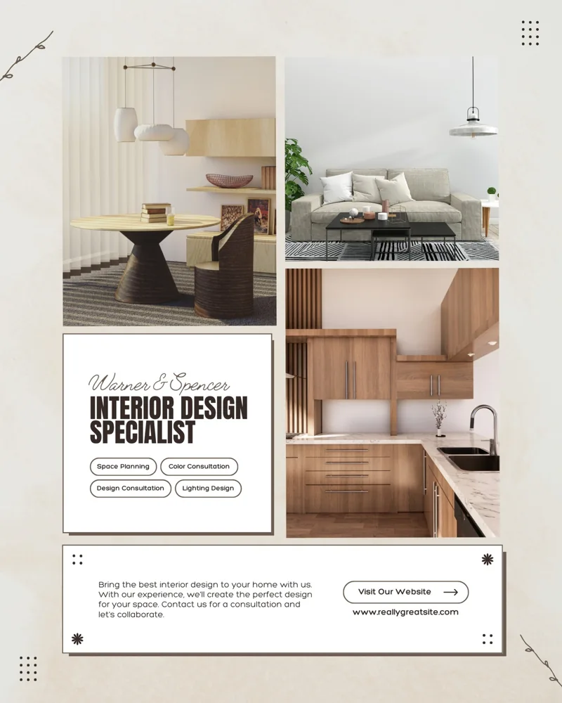 Beige Simple Grid Home Interior Design Instagram Post