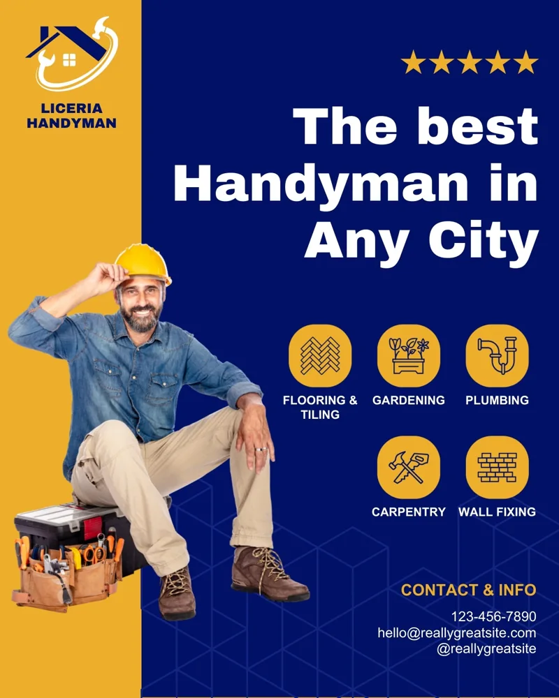 Blue and Orange Modern Handyman Service Instagram Post