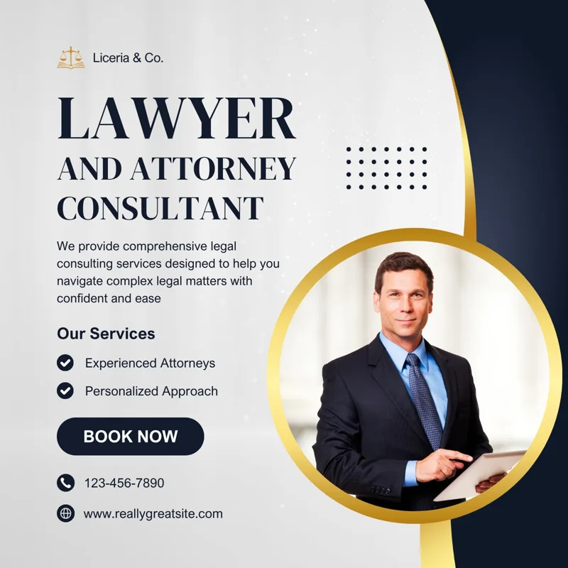 Black And White Modern Lawyer And Attorney Consultant Instagram Post