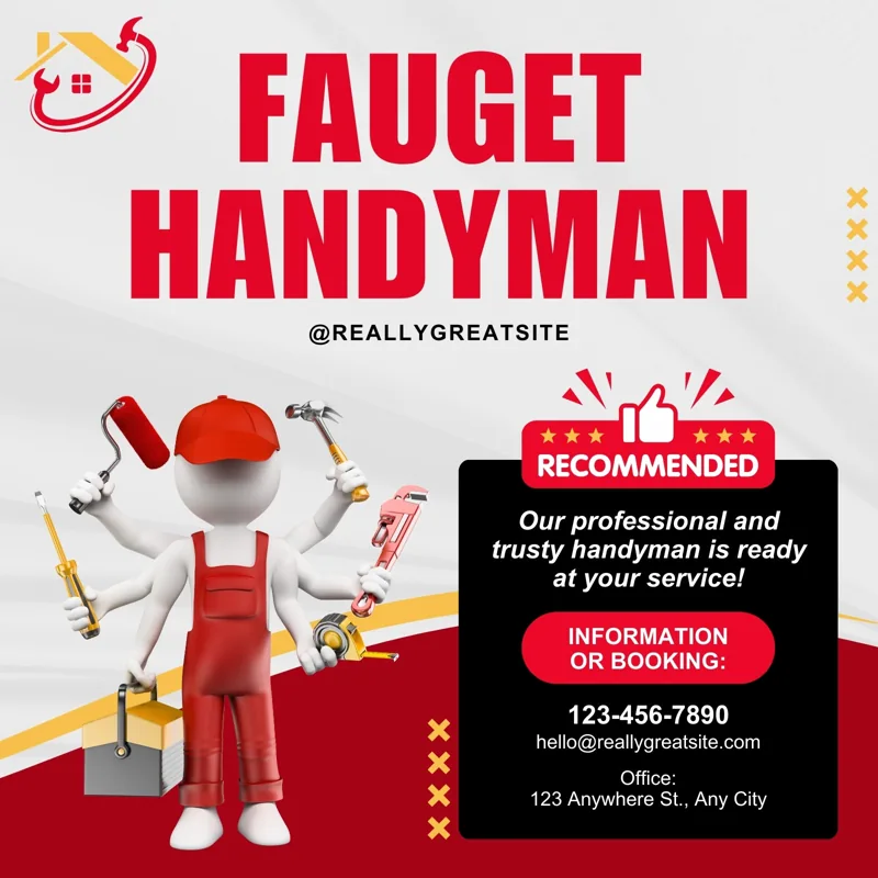 Red Illustrative Handyman Service Instagram Post