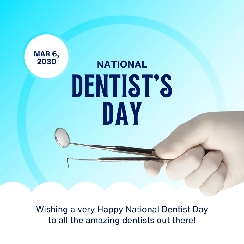 White and Blue Clean National Dentist Day Instagram Post