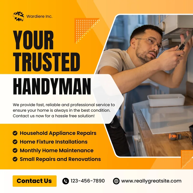 Yellow and Black Modern Handyman Services Instagram Post