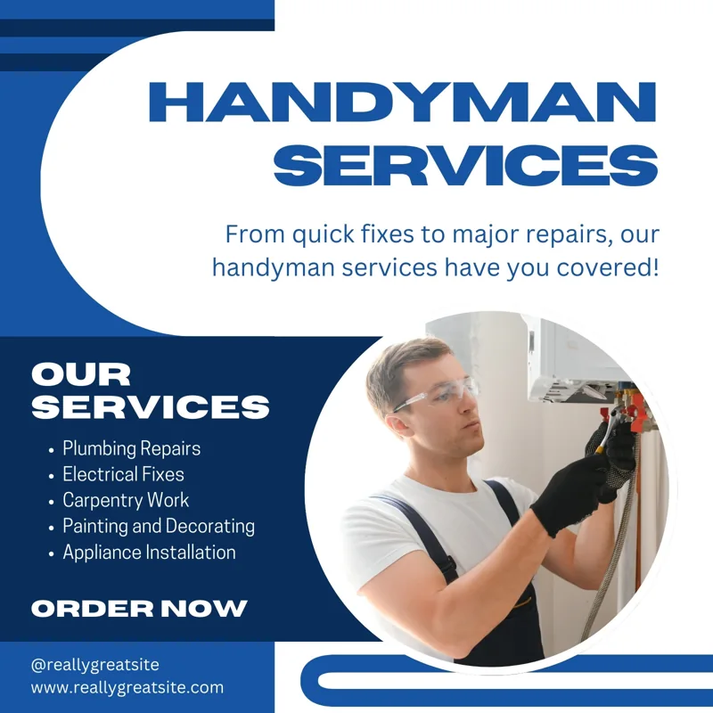 Blue White Modern Bold Handyman Services Instagram Post