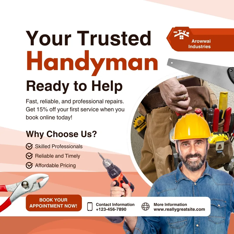 Orange and White Modern Handyman Services Instagram Post