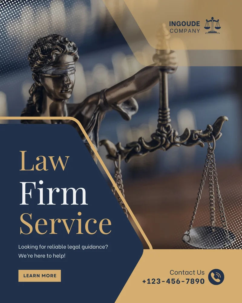 Blue and Gold Modern Law Firm Legal Services Promotion Instagram Post