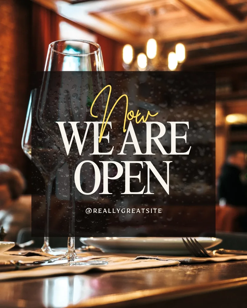 Yellow and Black Vintage We are Open Restaurant Instagram Post