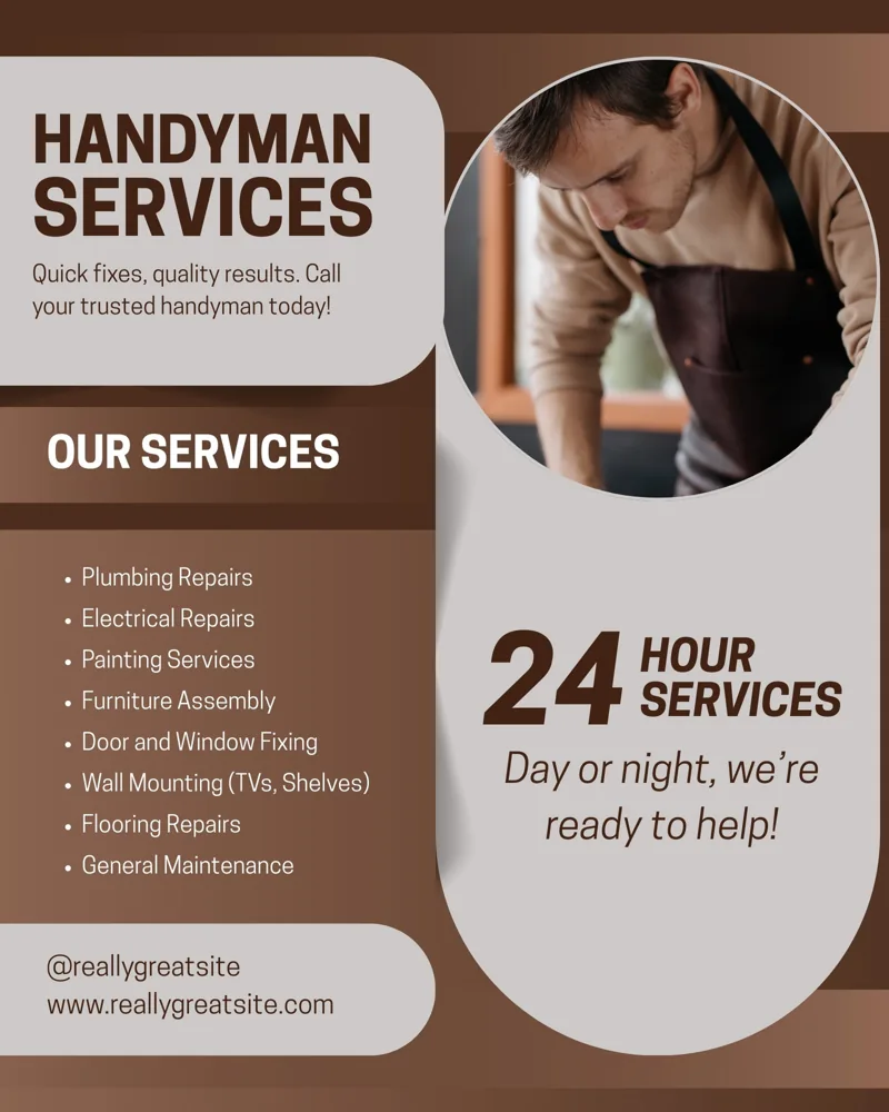 Brown White Modern Handyman Services Instagram Post