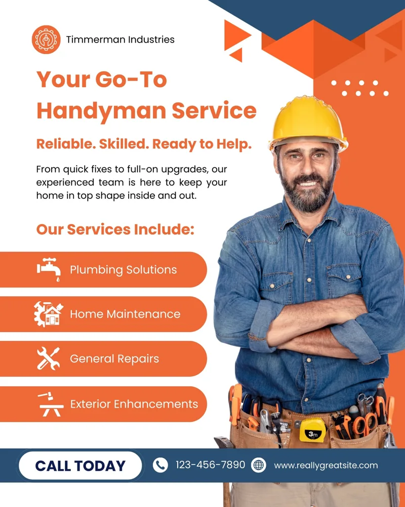 Orange and Blue Modern Handyman Services Instagram Post