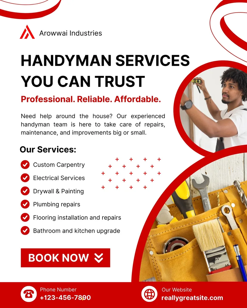 Red and White Modern Handyman Services Instagram Post