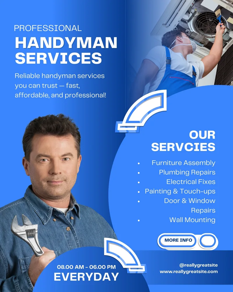 Blue White Modern Professional Handyman Services Instagram Post