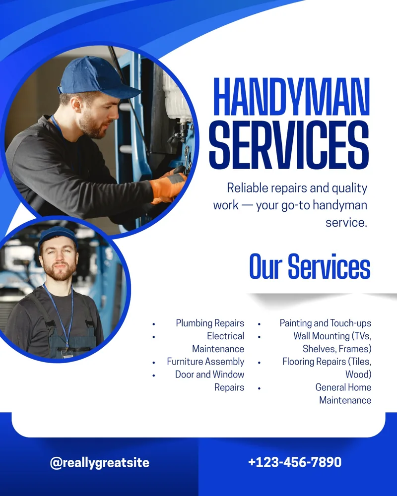 Blue White Modern Handyman Services Instagram Post