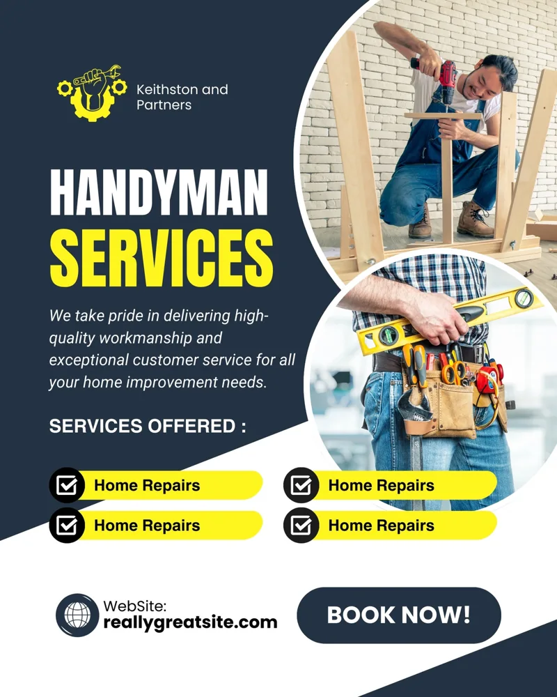 Black and White Modern Handyman Services Instagram Post