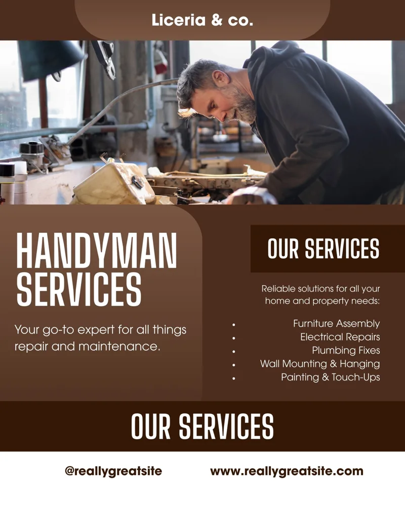 Brown White Modern Bold Handyman Services Instagram Post