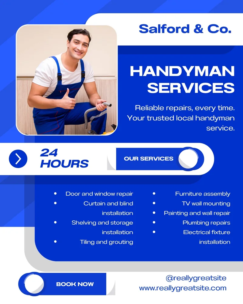 Blue White Modern Handyman Services Instagram Post