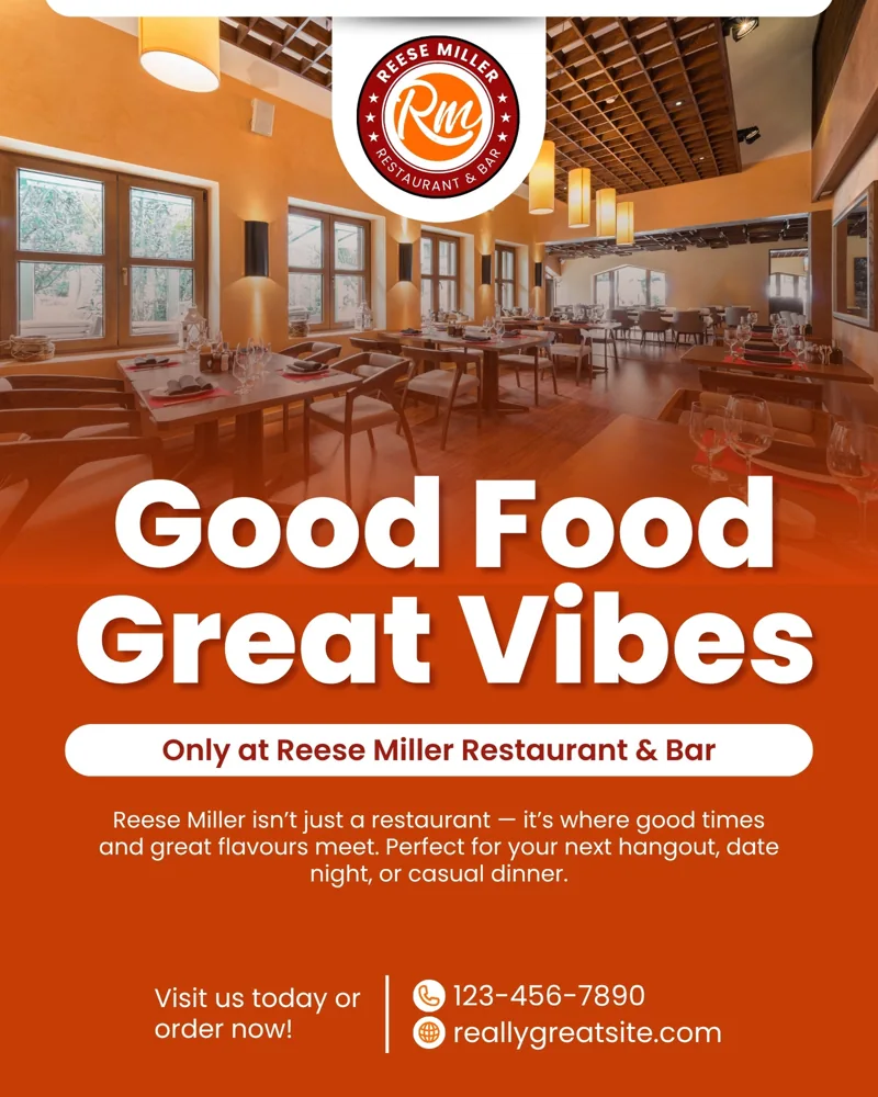Orange and White Modern Simple Restaurant Grand Opening Instagram Post