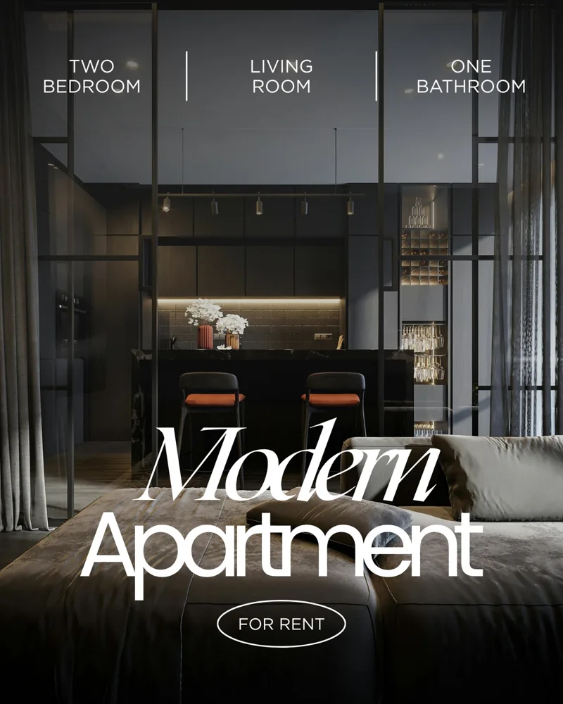Black and Whute Real Estate Listing Modern Apartment Instagram Post