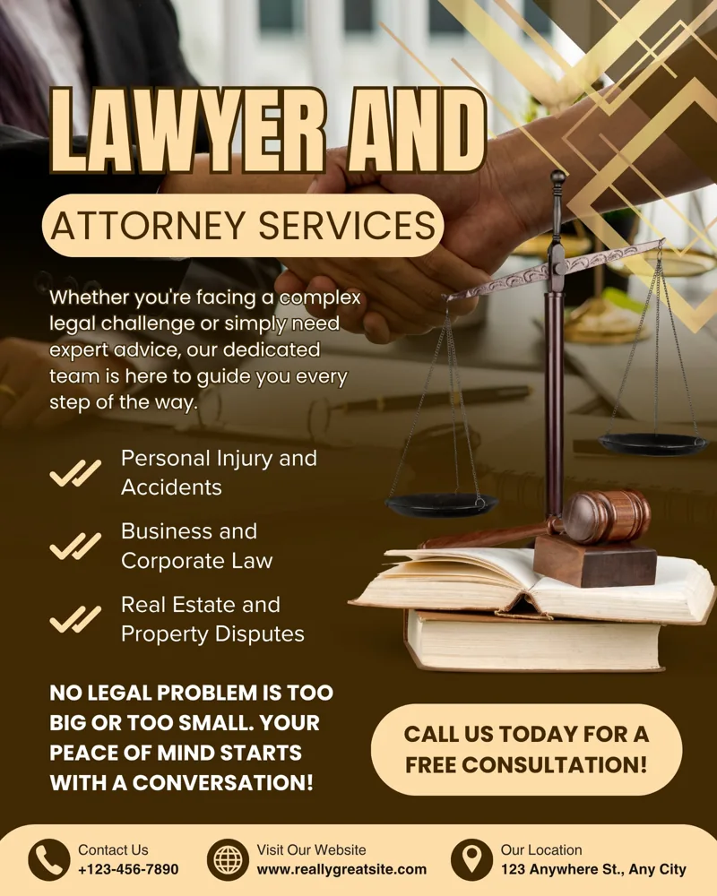 Brown and White Modern Lawyer and Attorney Services Instagram Post