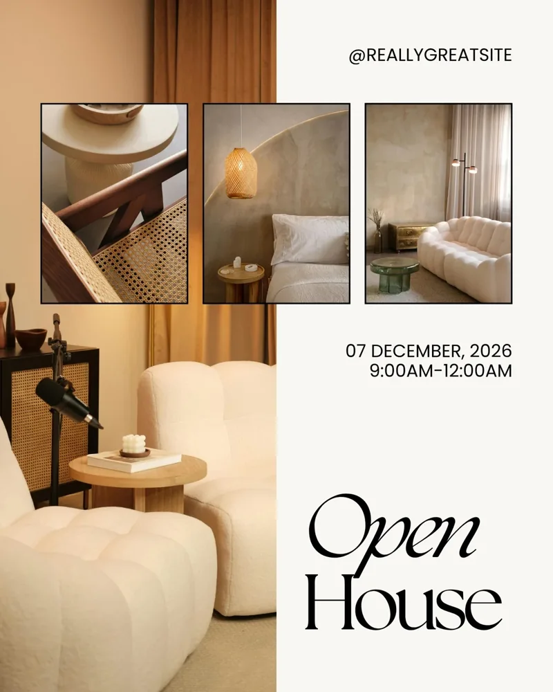 Beige Neutral Modern Real Estate Open House Instagram Post