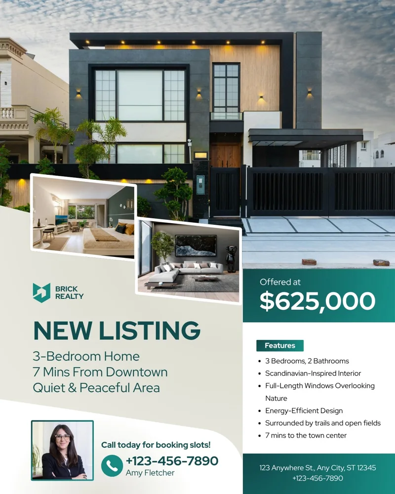 Green Modern House For Sale Real Estate and Property Listing Instagram Post