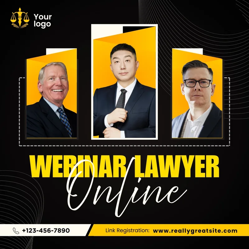 Yellow Black and White Modern Lawyer Webinar Instagram Post