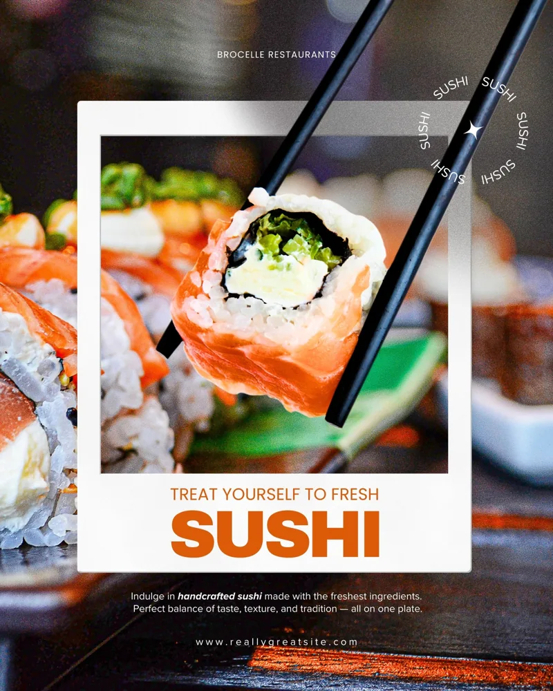 Orange and White Simple Sushi Restaurant Instagram Post