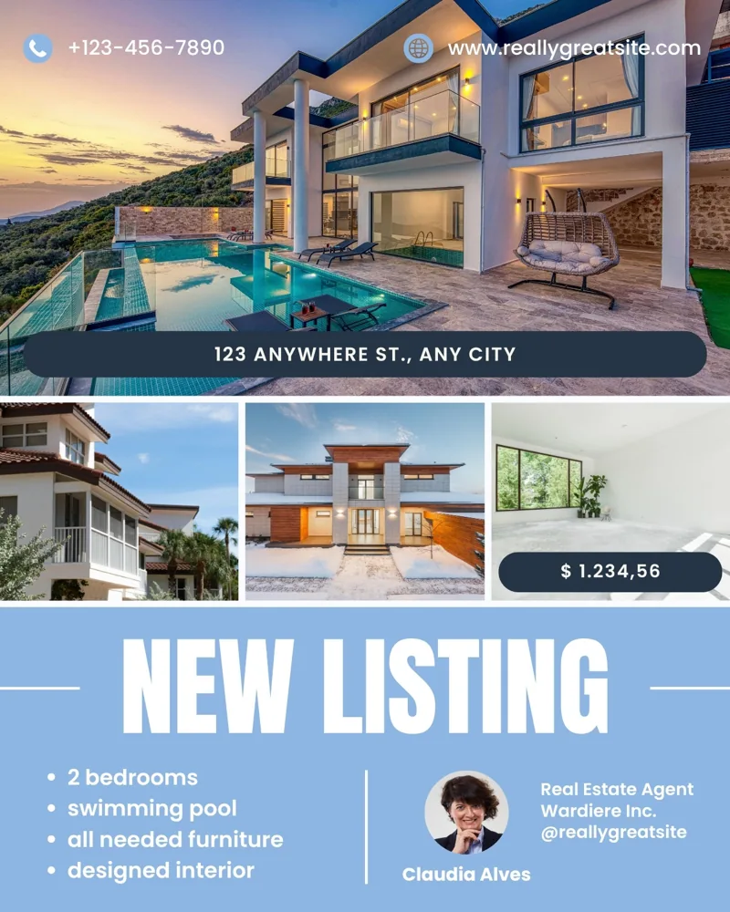 Blue and Green Real Estate Listing Instagram Post