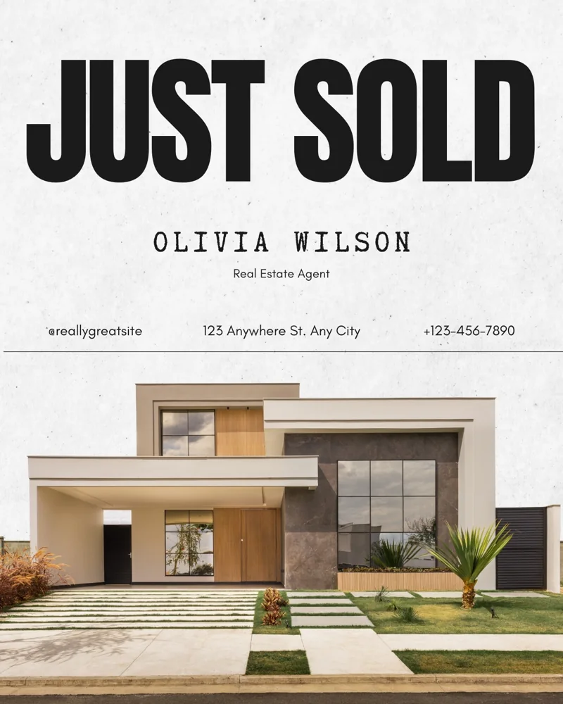 Black and White Bold Real Estate Instagram Post