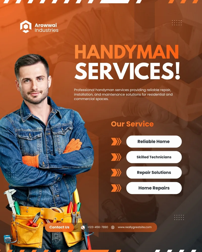 Orange and White Modern Handyman Service Instagram Post
