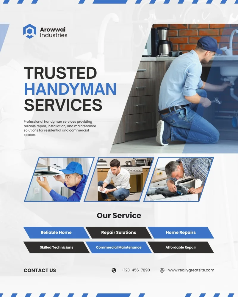 White and Blue Modern Handyman Service Instagram Post
