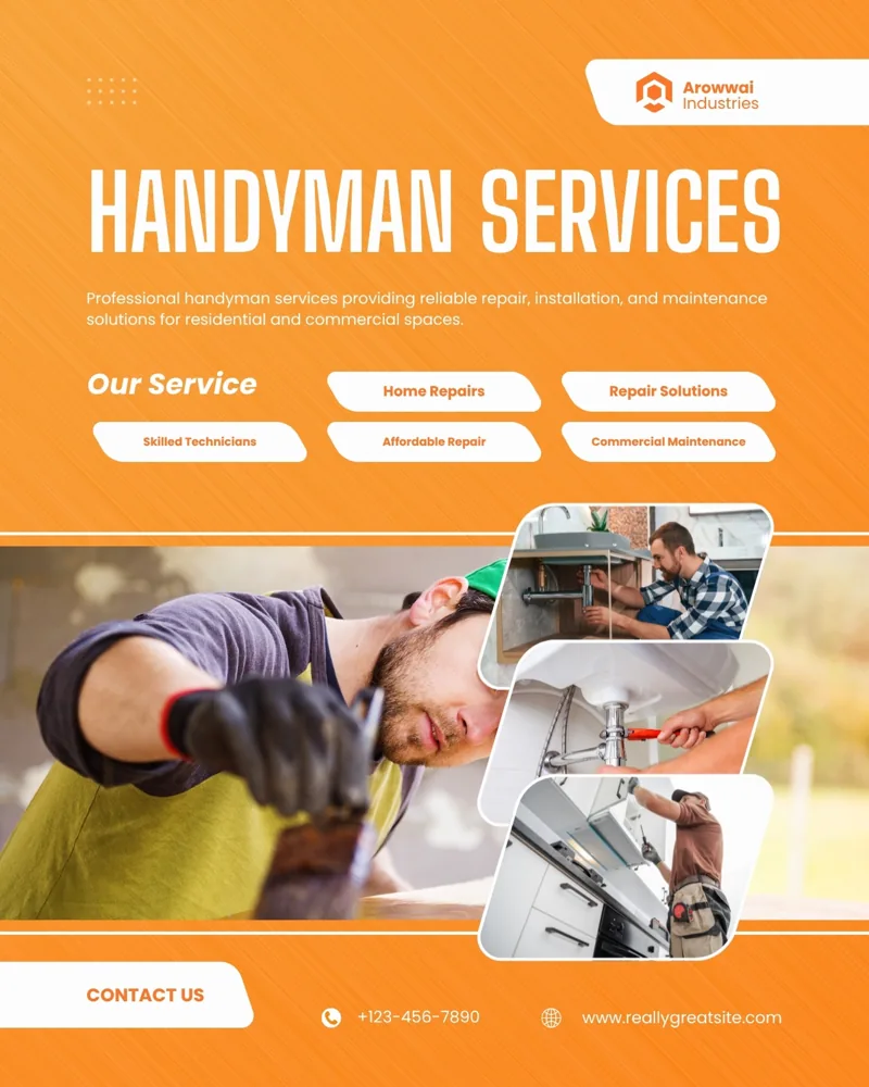 Orange and White Modern Handyman Service Instagram Post