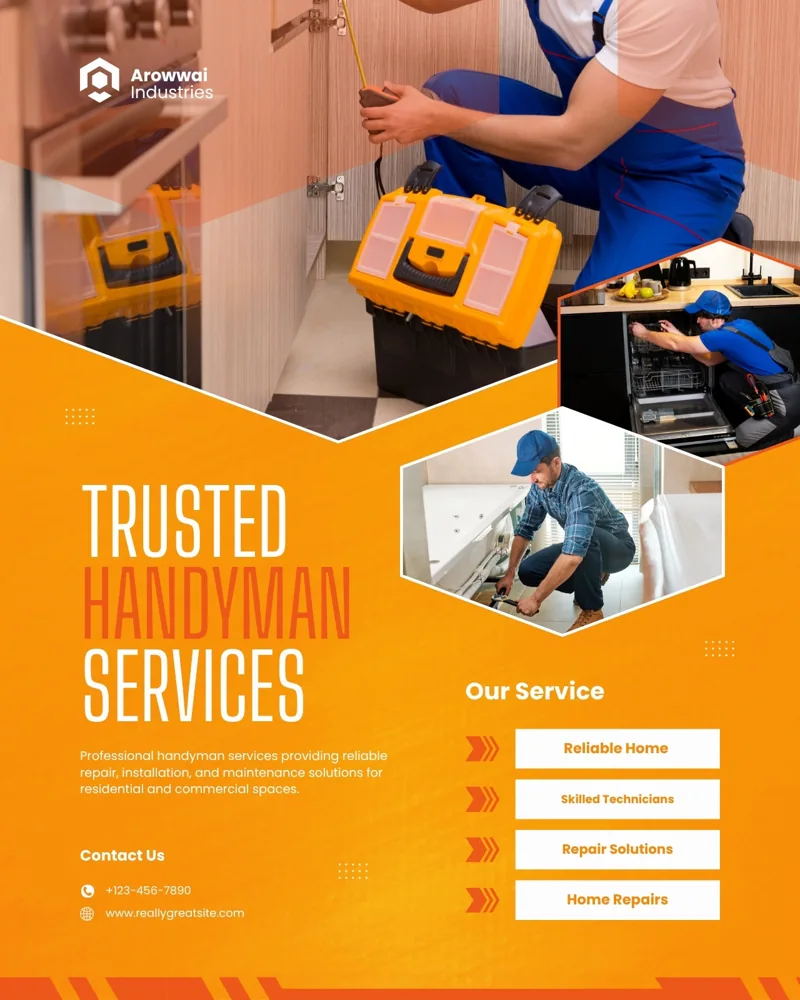 Orange and White Modern Handyman Service Instagram Post