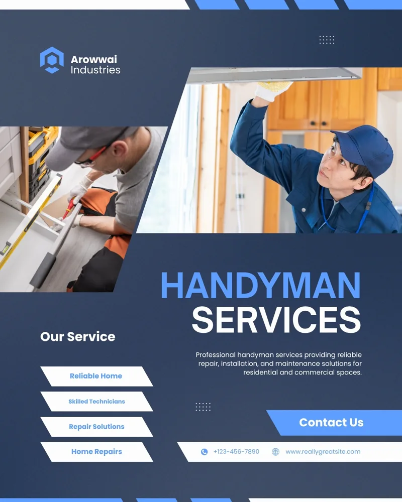 Blue and White Modern Handyman Service Instagram Post