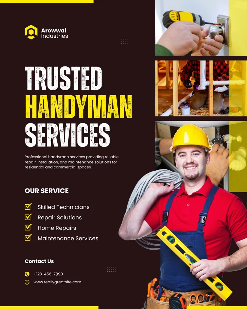 Brown Yellow and White Modern Handyman Service Instagram Post