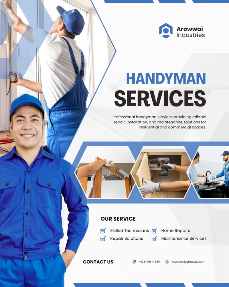 White and Blue Modern Handyman Service Instagram Post