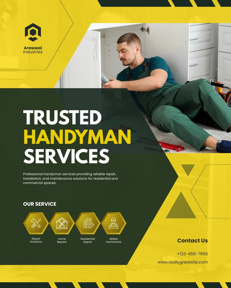 Yellow and Green Modern Handyman Service Instagram Post