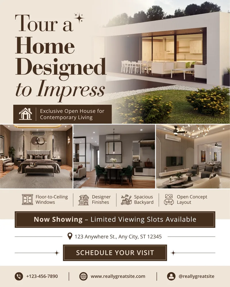 Brown and Beige Modern Real Estate Open House Instagram Post