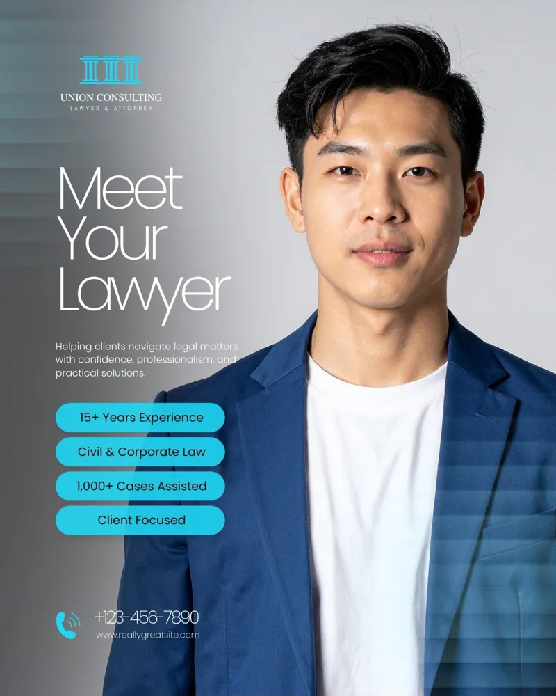 Blue and White Simple Professional Lawyer Promotional Instagram Post